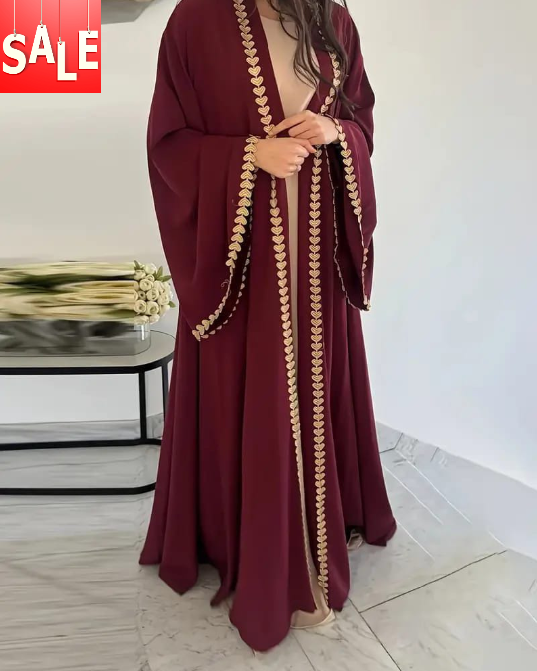 DIL-E-NOOR Abaya | Whool Peach