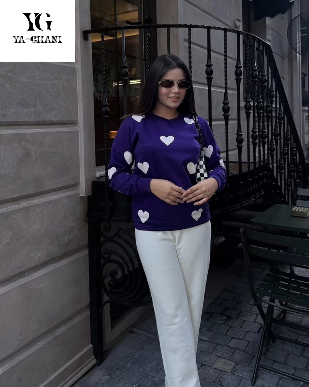 Women’s Heart Track Suit 2-Piece Set – Stylish Printed Casual Wear