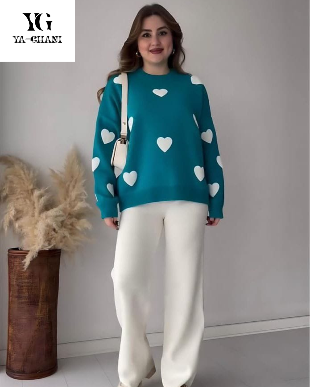 Women’s Heart Track Suit 2-Piece Set – Stylish Printed Casual Wear