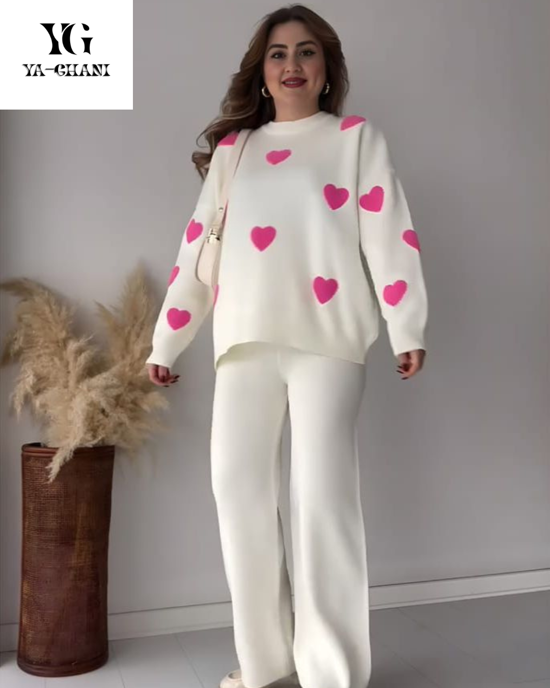 Women’s Heart Track Suit 2-Piece Set – Stylish Printed Casual Wear